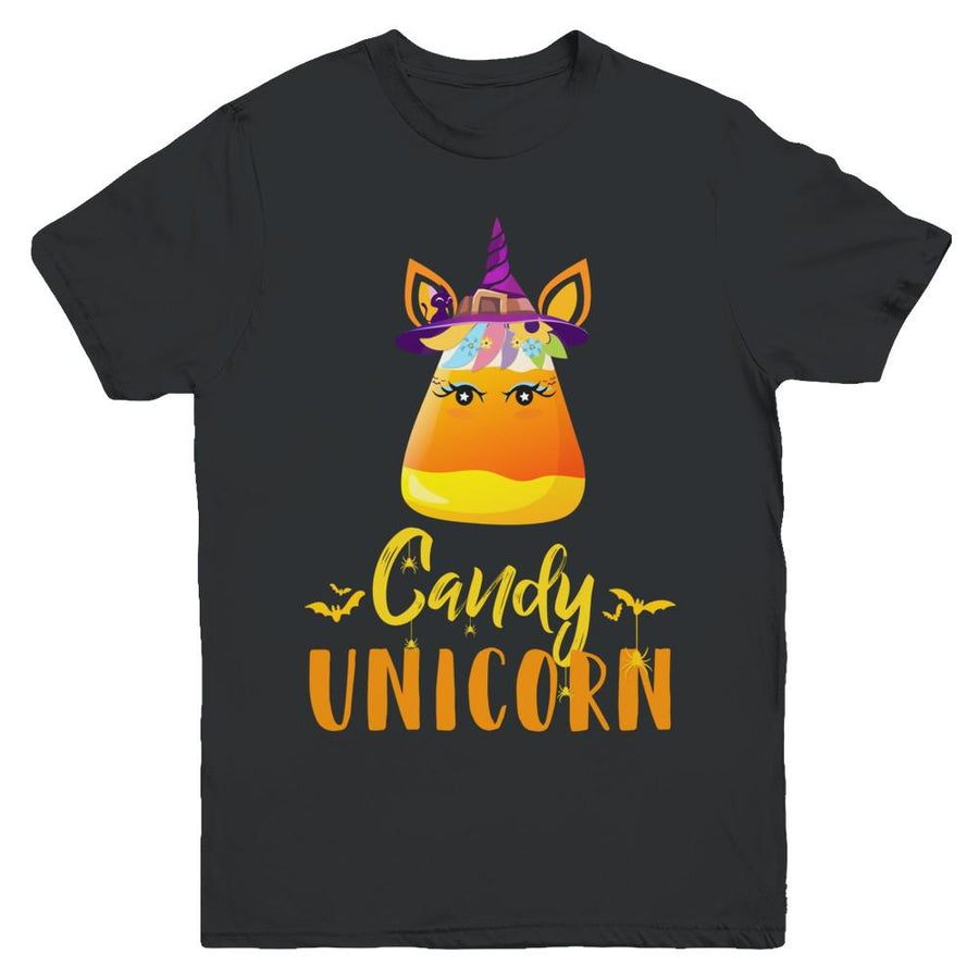 Candy Corn Unicorn Halloween Unicorn For Girls Youth-Youth Shirt-Youth T-Shirt-Black