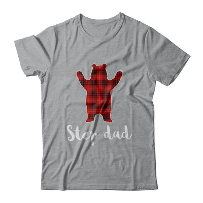 Red Step Dad Bear Buffalo Plaid Family Christmas Pajamas-T-Shirt & Sweatshirt-Classic T-Shirt-Sport Grey