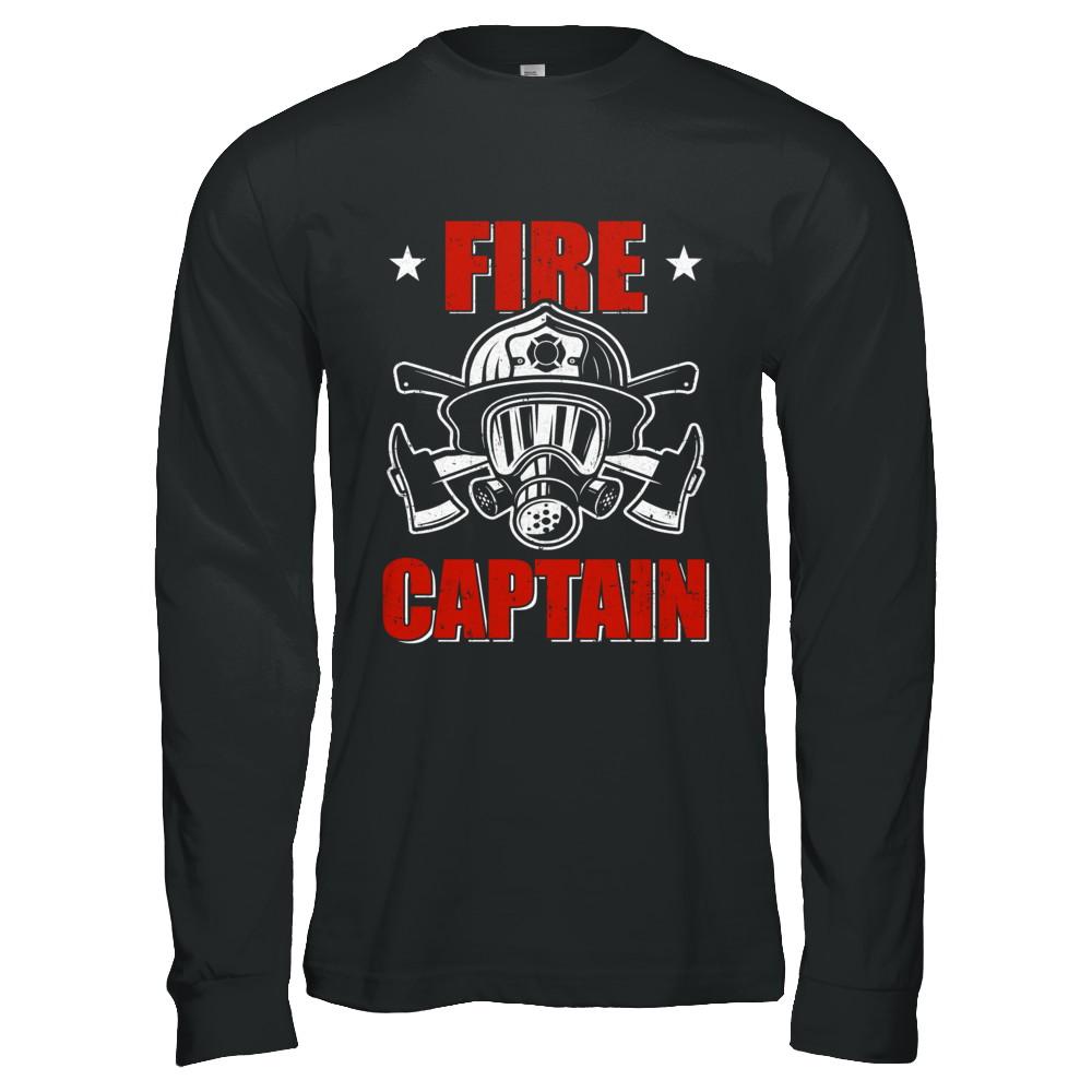 Fire Captain Fireman Dad Firefighter Gift-T-Shirt & Hoodie-Long Sleeve T-Shirt-Black