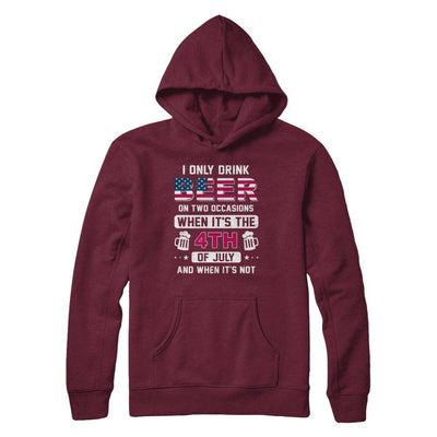 Funny Drinking Beer 4Th Of July Party American Flag-T-Shirt & Hoodie-Pullover Hoodie-Maroon