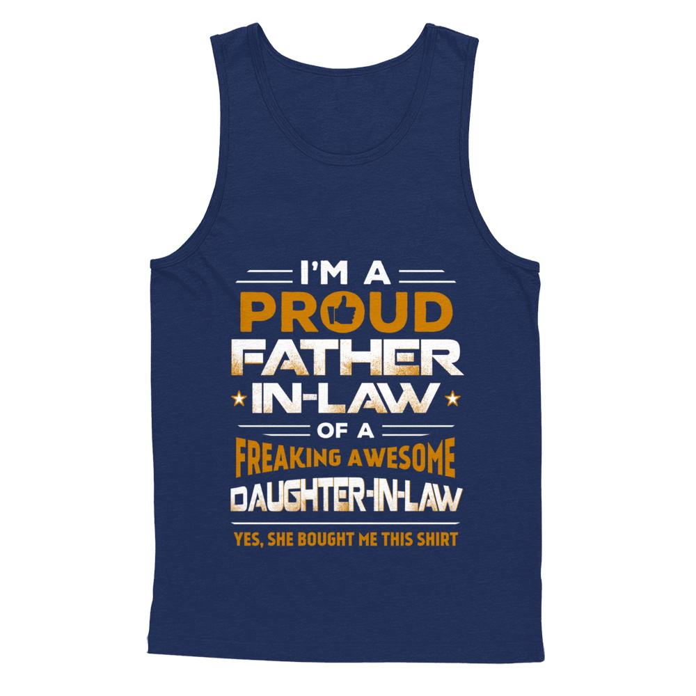 Proud Father-In-Law Freaking Awesome Daughter-In-Law-T-Shirt & Hoodie-Unisex Tank-Navy