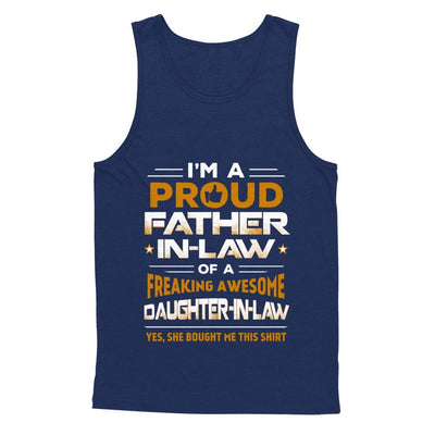 Proud Father-In-Law Freaking Awesome Daughter-In-Law-T-Shirt & Hoodie-Unisex Tank-Navy