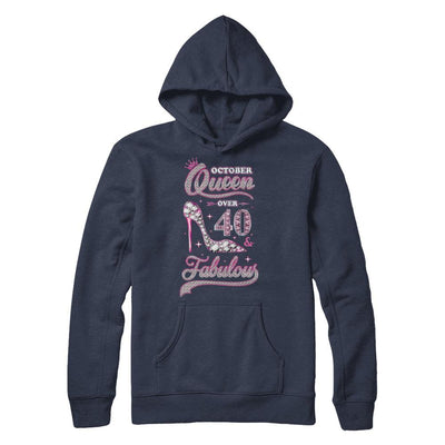 October Queen 40 And Fabulous 1981 40th Years Old Birthday-T-Shirt & Hoodie-Pullover Hoodie-Navy