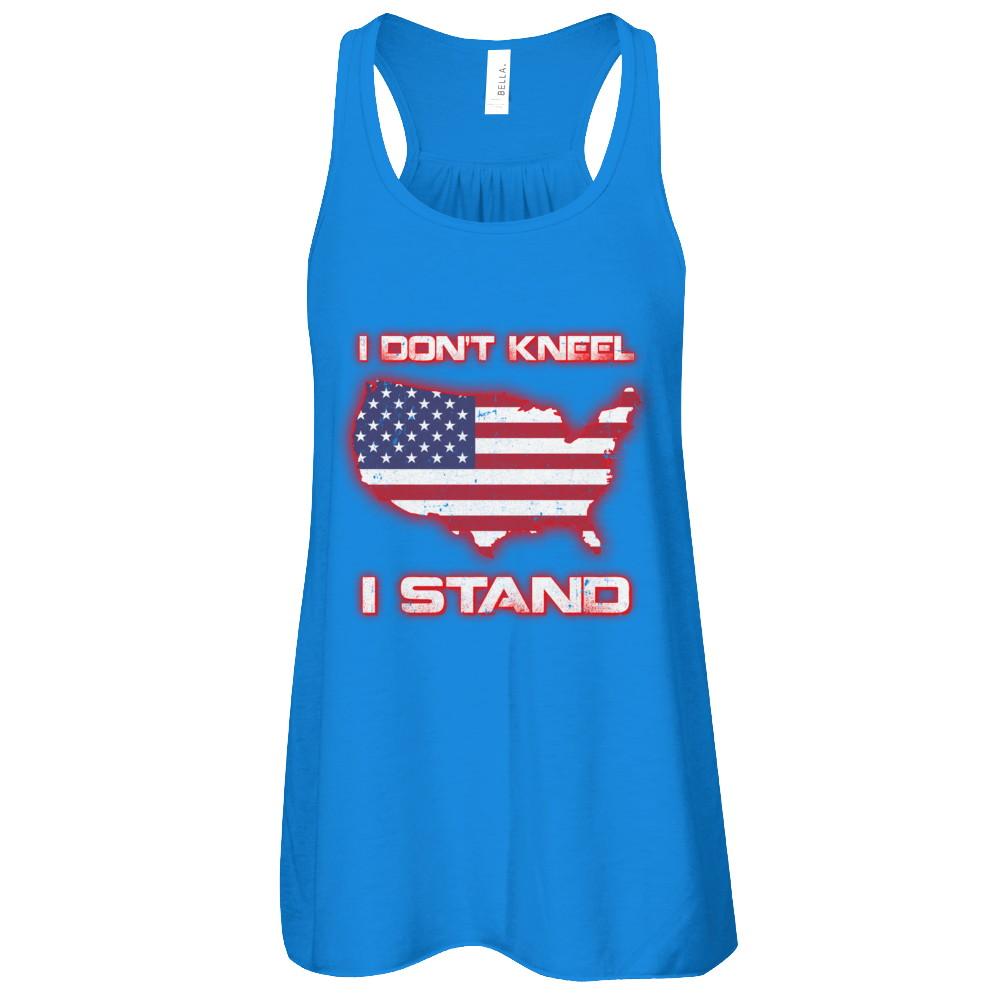 I Don't Kneel I Stand Us American Flag-T-Shirt & Tank Top-Women's Flowy Racerback Tank-True Royal