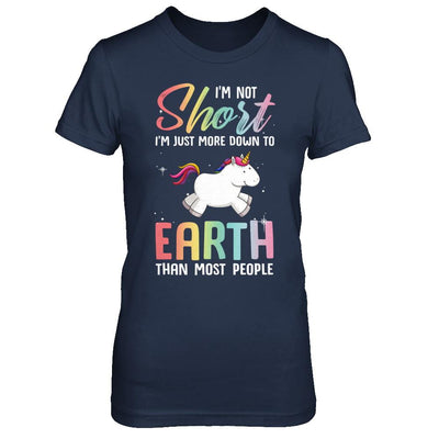 I'm Not Short Im Just More Down To Earth Than People Unicorn-T-Shirt & Hoodie-Women's T-Shirt-Navy