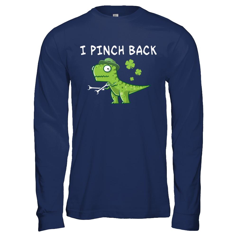 I Pinch Back Dinosaur T-Rex St Patrick's Day-T-Shirt & Hoodie-Long Sleeve T-Shirt-Navy