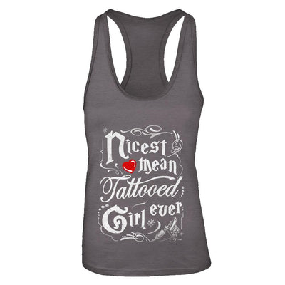Nicest Mean Tattooed Girl Ever-T-Shirt & Tank Top-Women's Ideal Racerback Tank-Dark Grey