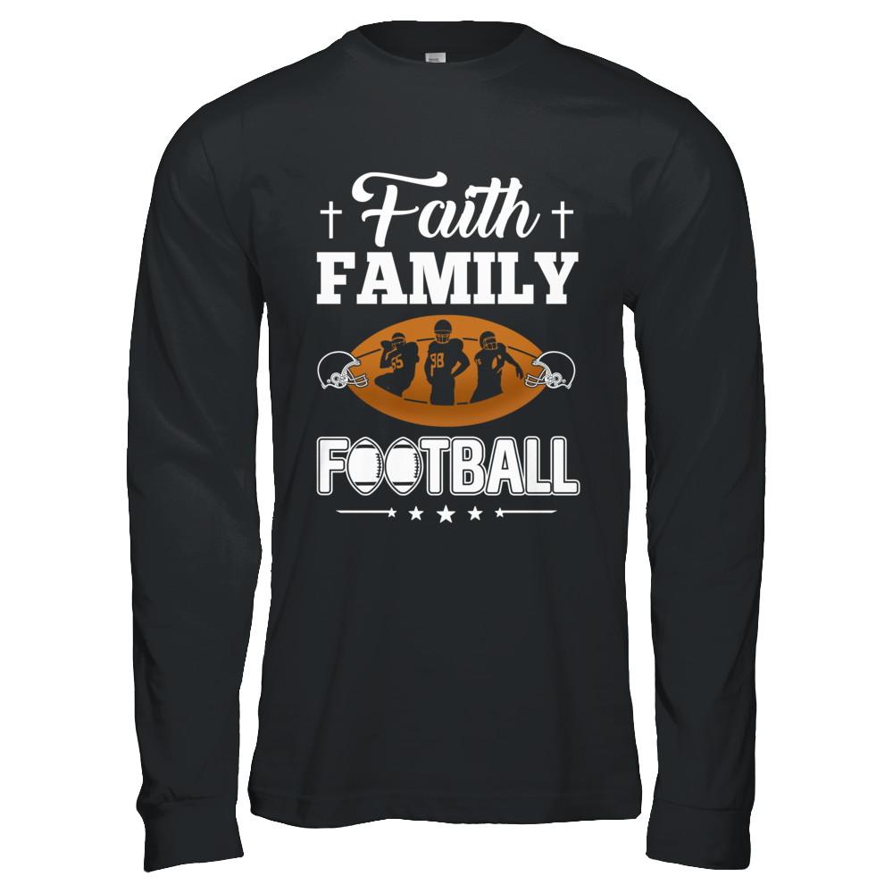 Faith Family Football-T-Shirt & Hoodie-Long Sleeve T-Shirt-Black