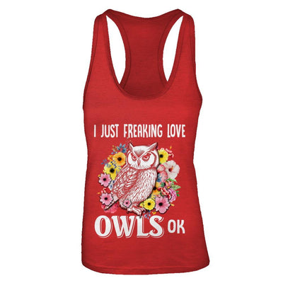 I Just Freaking Love Owls-T-Shirt & Tank Top-Women's Ideal Racerback Tank-Red