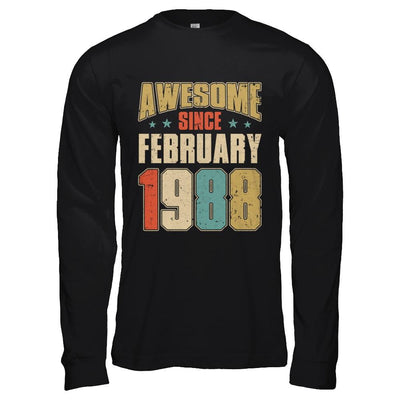 Vintage Retro Awesome Since February 1988 33th Birthday-T-Shirt & Hoodie-Long Sleeve T-Shirt-Black