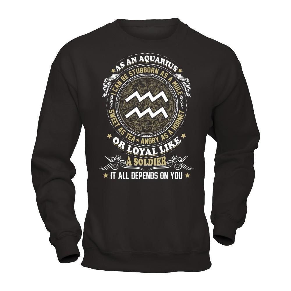 As An Aquarius I Can Be Stubborn As A Mule-T-Shirt & Hoodie-Crewneck Sweatshirt-Black