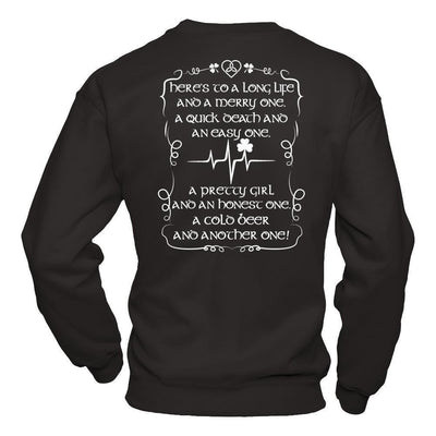 Here's To A Long Life And A Merry One A Quick Death-T-Shirt & Hoodie-Crewneck Sweatshirt-Black