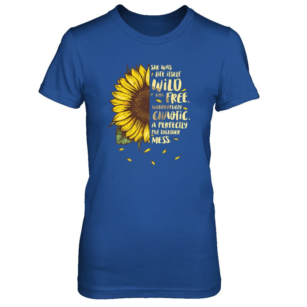She Was Life Itself Wild And Free Vintage Sunflower-T-Shirt & Tank Top-Women's T-Shirt-Royal