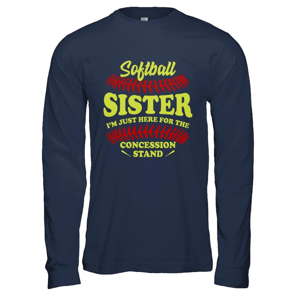 Softball Sister I'm Just Here For The Concession Stand-T-Shirt & Hoodie-Long Sleeve T-Shirt-Navy