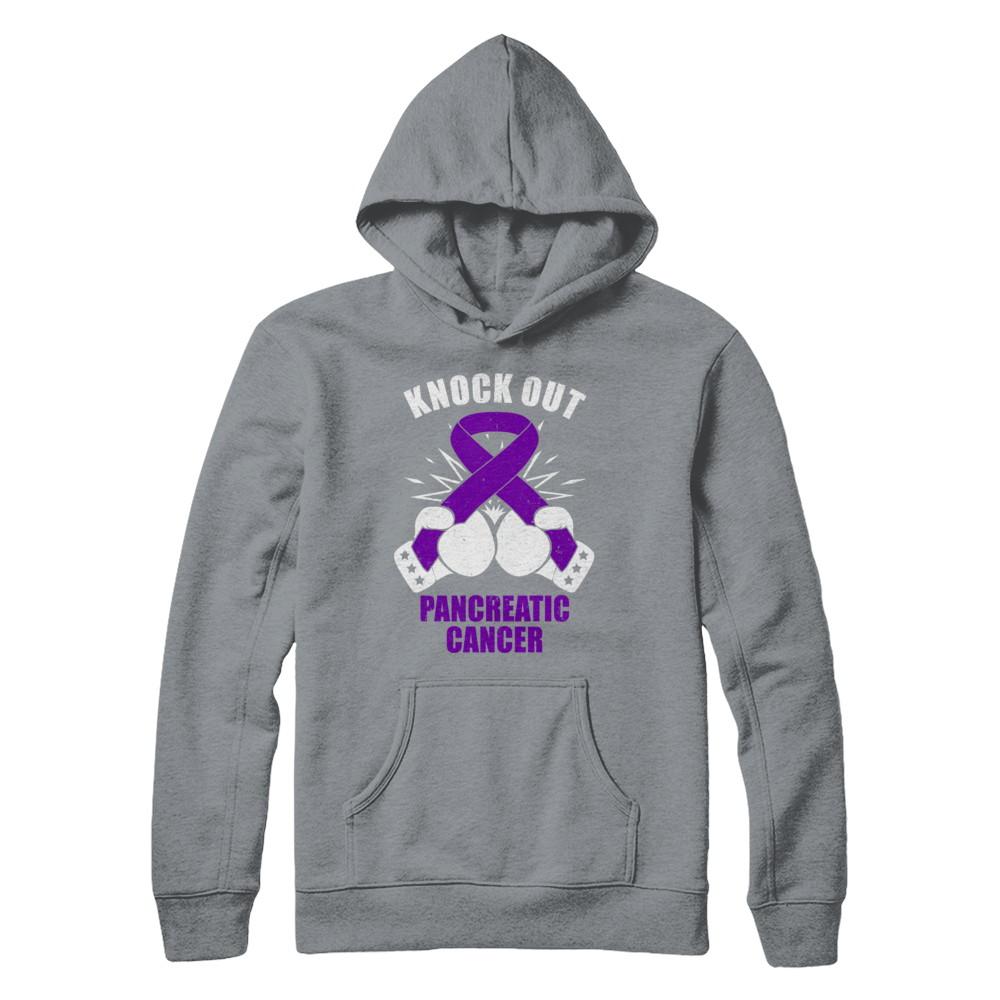 Boxing knock out Pancreatic Cancer Awareness Support-T-Shirt & Hoodie-Pullover Hoodie-Light Steel