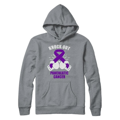 Boxing knock out Pancreatic Cancer Awareness Support-T-Shirt & Hoodie-Pullover Hoodie-Light Steel
