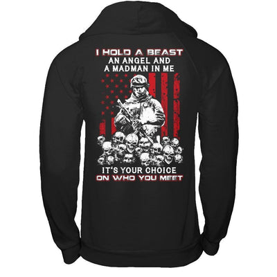 Veteran I Hold A Beast An Angel And A Madman In Me-T-Shirt & Hoodie-Pullover Hoodie-Black
