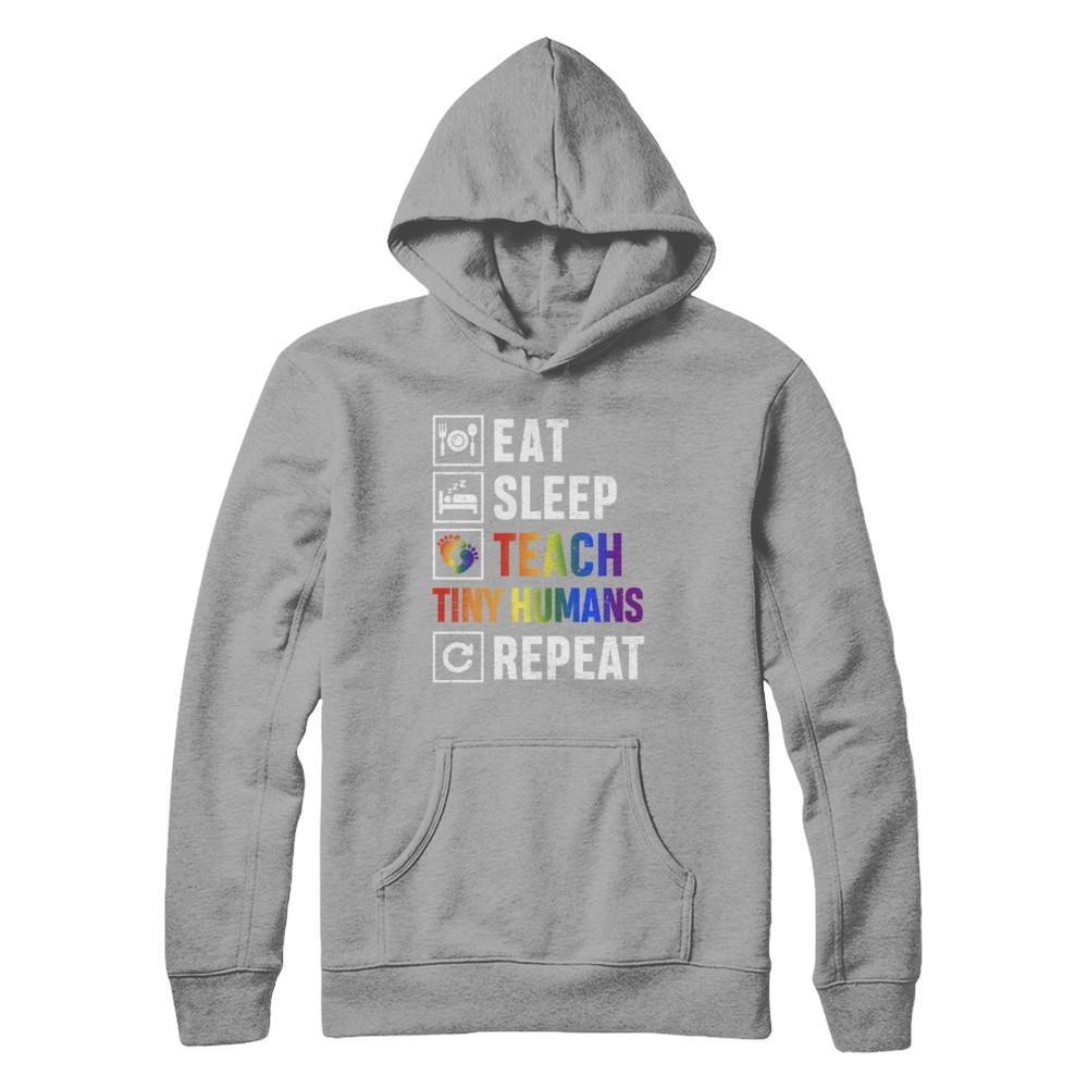 Eat Sleep Teach Tiny Humans Repeat Mommy-T-Shirt & Hoodie-Pullover Hoodie-Light Steel