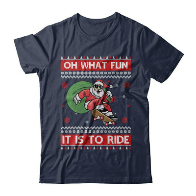 Oh What Fun It Is To Ride Skateboard Christmas Sweater-T-Shirt & Sweatshirt-Classic T-Shirt-Navy