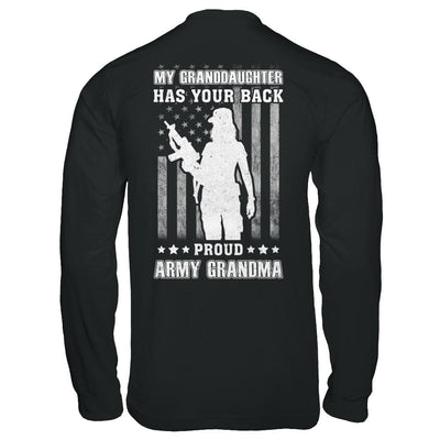 My Granddaughter Has Your Back Proud Proud Army Grandma-T-Shirt & Hoodie-Long Sleeve T-Shirt-Black