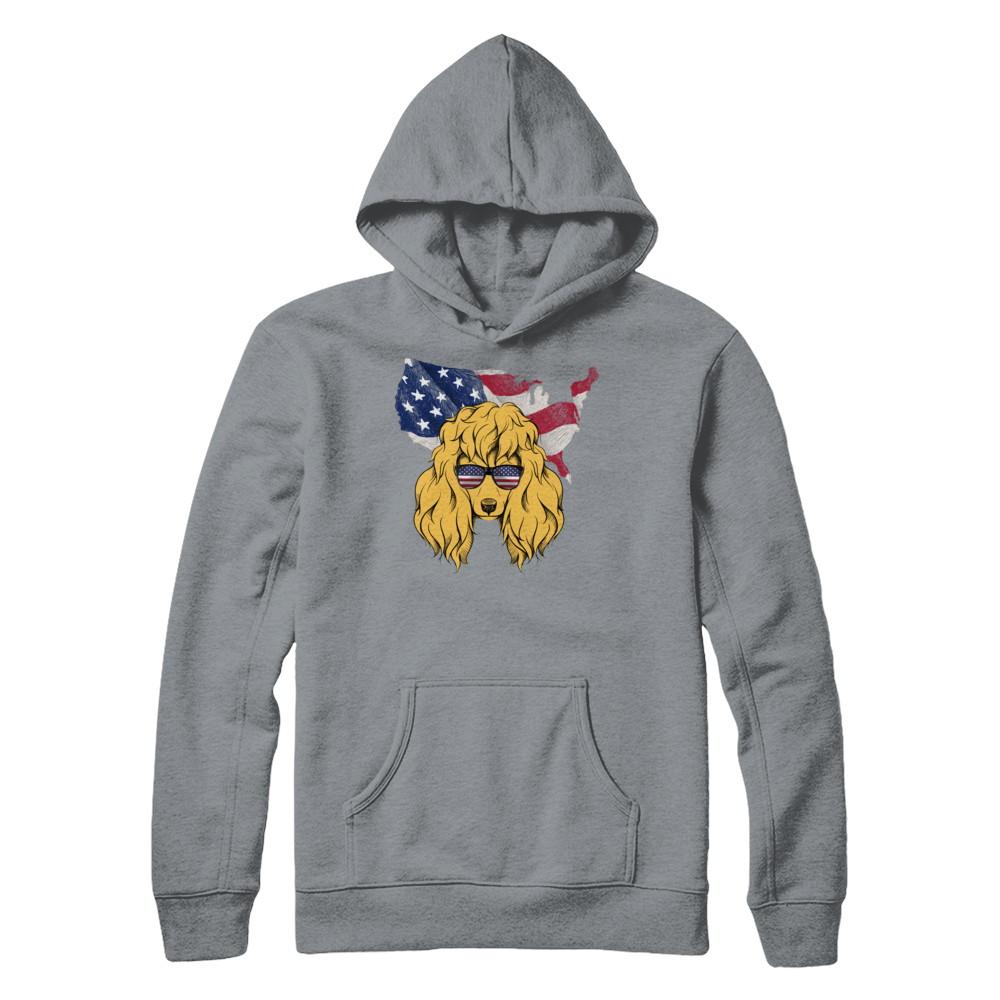 Funny Patriot Poodle Dog 4Th Of July American Flag-T-Shirt & Hoodie-Pullover Hoodie-Light Steel