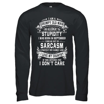 I Am A Grumpy Old Man I Was Born In September Birthday-T-Shirt & Hoodie-Long Sleeve T-Shirt-Black