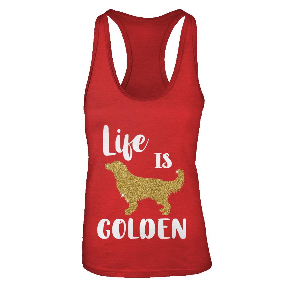 Life Is Golden Retriever-T-Shirt & Tank Top-Women's Ideal Racerback Tank-Red