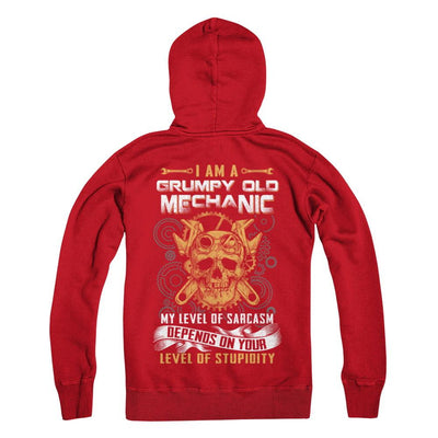 I'm A Grumpy Old Mechanic My Level Of Sarcasm-T-Shirt & Hoodie-Pullover Hoodie-Red