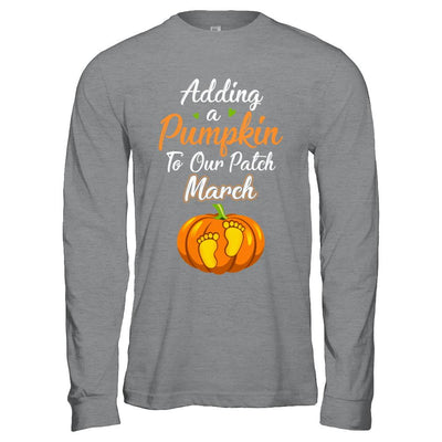 Halloween Pumpkin Pregnancy Mom Due Date In March 2021-T-Shirt & Hoodie-Long Sleeve T-Shirt-Sport Grey