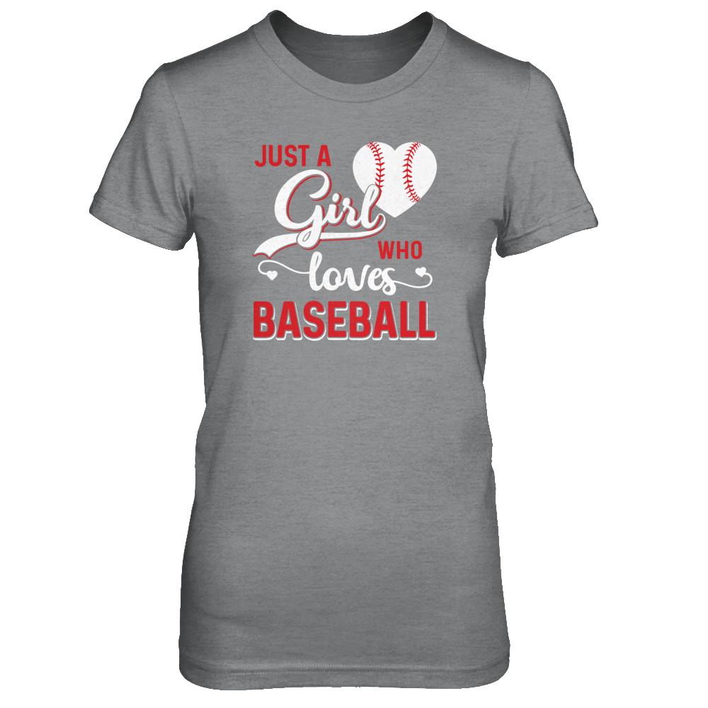 Just A Girl Who Loves Baseball-T-Shirt & Tank Top-Women's T-Shirt-Sport Grey