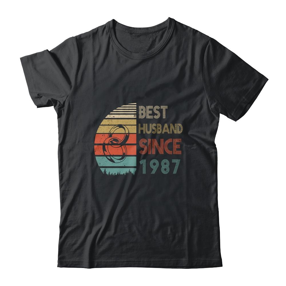 34th Wedding Anniversary Gifts Best Husband Since 1987-T-Shirt & Hoodie-Classic T-Shirt-Black