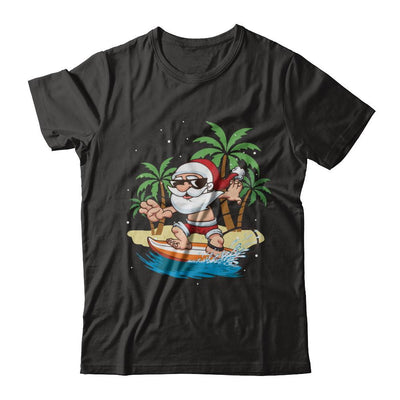 Funny Santa Surfing Hawaiian Summer Christmas-T-Shirt & Sweatshirt-Premium T-Shirt-Black