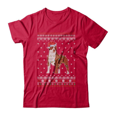 Pitbull Christmas Ugly Sweater Lights Dog Xmas Gift-T-Shirt & Sweatshirt-Classic T-Shirt-Red