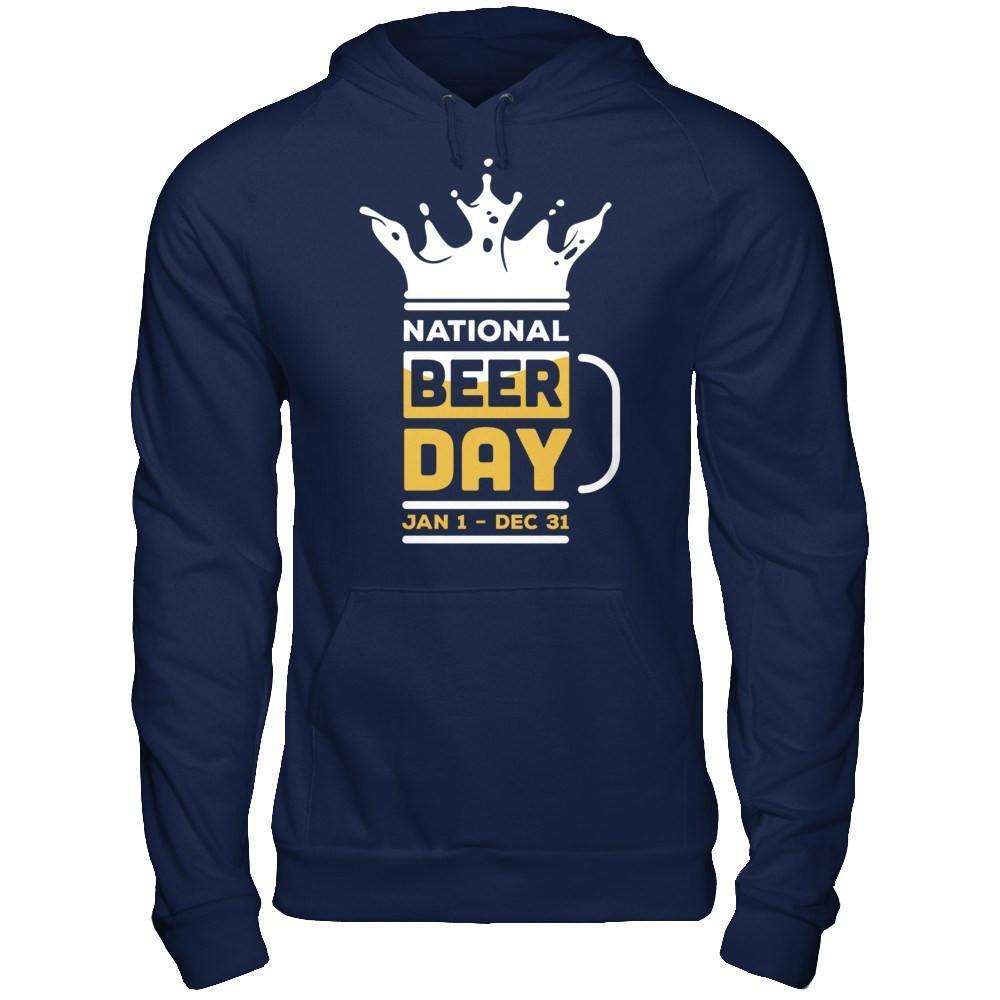 National Beer Day Jan 1 Dec 31-T-Shirt & Hoodie-Pullover Hoodie-Navy