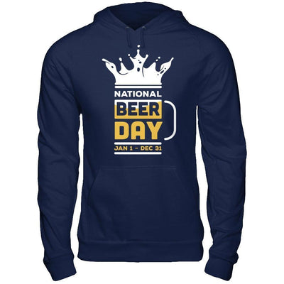 National Beer Day Jan 1 Dec 31-T-Shirt & Hoodie-Pullover Hoodie-Navy