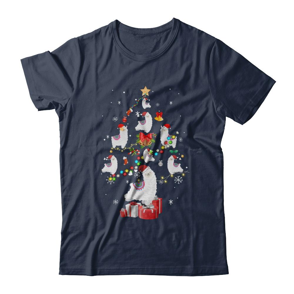 Llama Christmas Tree Decor Xmas Gift-T-Shirt & Sweatshirt-Classic T-Shirt-Navy