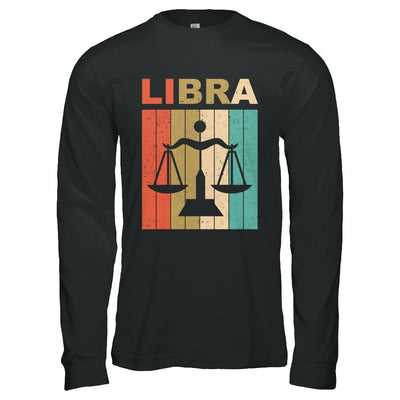 Vintage Libra Zodiac September October Birthday Gift-T-Shirt & Hoodie-Long Sleeve T-Shirt-Black