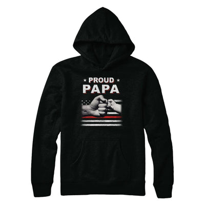 Proud Papa Fireman Firefighter Thin Red Line Flag Fathers Day-T-Shirt & Hoodie-Pullover Hoodie-Black