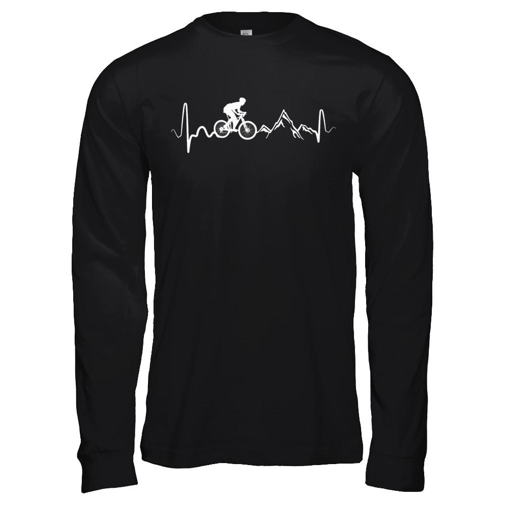 Mountain Bike Heartbeat-T-Shirt & Hoodie-Long Sleeve T-Shirt-Black