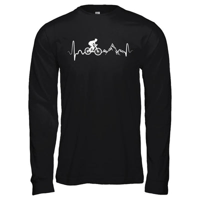 Mountain Bike Heartbeat-T-Shirt & Hoodie-Long Sleeve T-Shirt-Black
