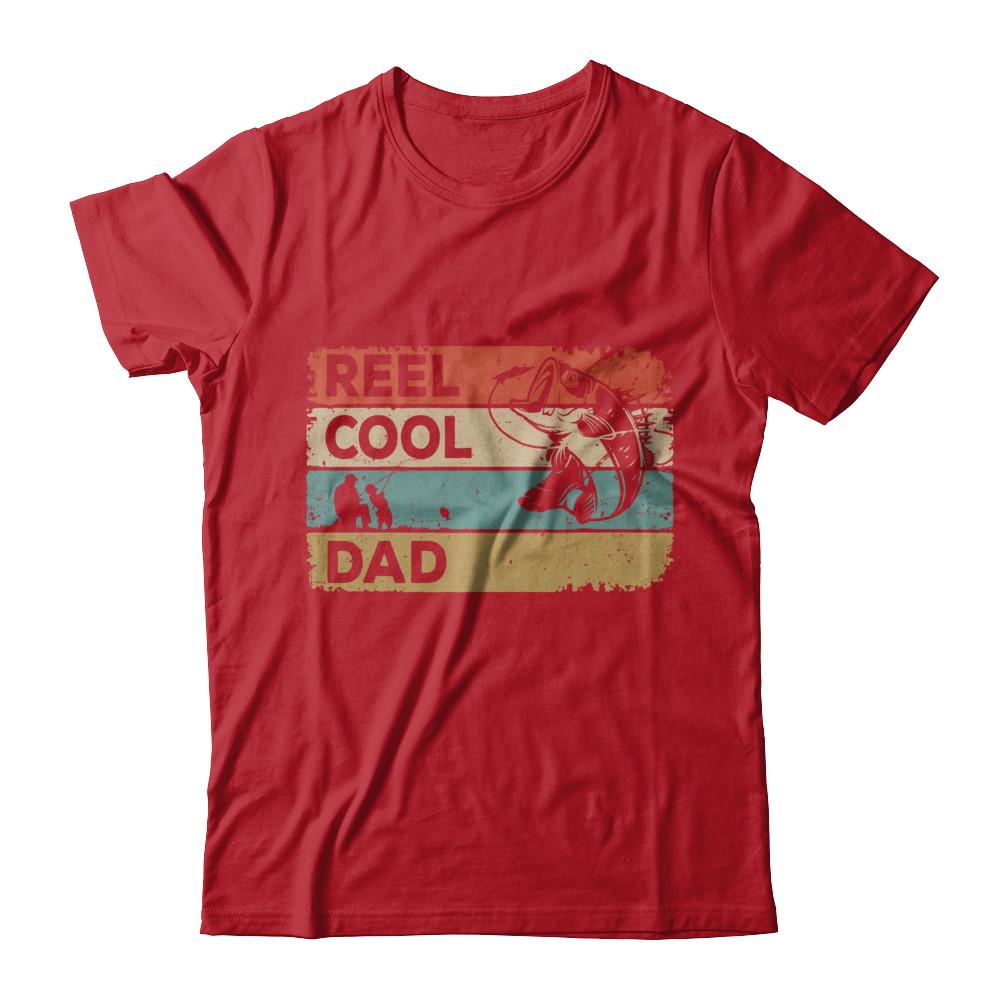 Vintage Reel Cool Dad Fish Fishing Fathers Day-T-Shirt & Hoodie-Classic T-Shirt-Red