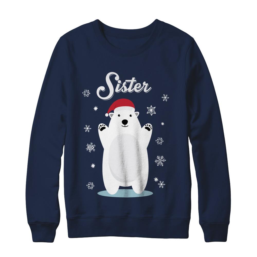 Sister Bear Christmas Santa Pajamas-T-Shirt & Sweatshirt-Crewneck Sweatshirt-Navy
