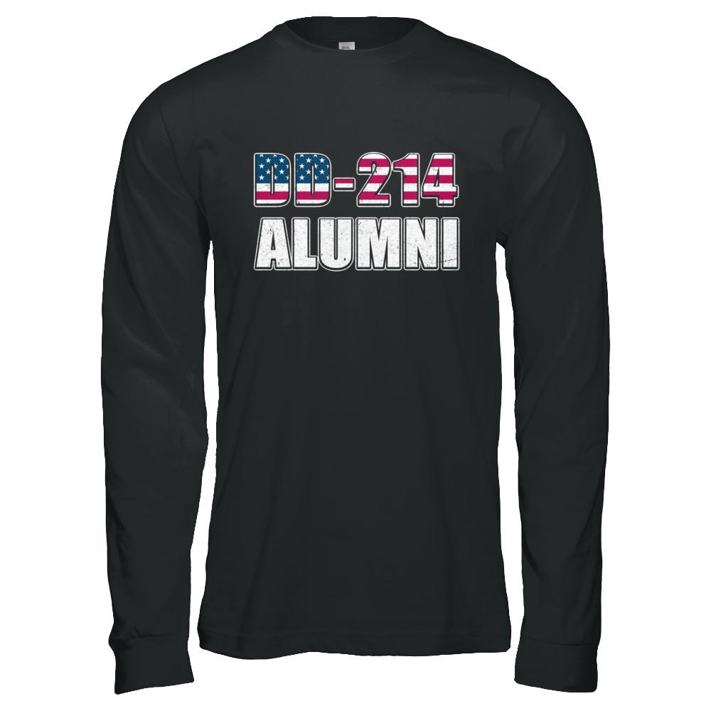 Military DD-214 Alumni Vintage American US Veteran-T-Shirt & Hoodie-Long Sleeve T-Shirt-Black