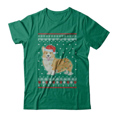 Corgi Christmas Ugly Sweater Lights Dog Xmas Gift-T-Shirt & Sweatshirt-Classic T-Shirt-Kelly Green