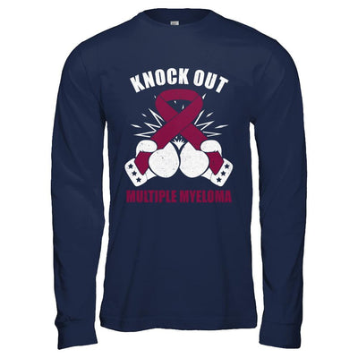 Boxing knock out Multiple Myeloma Awareness Support-T-Shirt & Hoodie-Long Sleeve T-Shirt-Navy