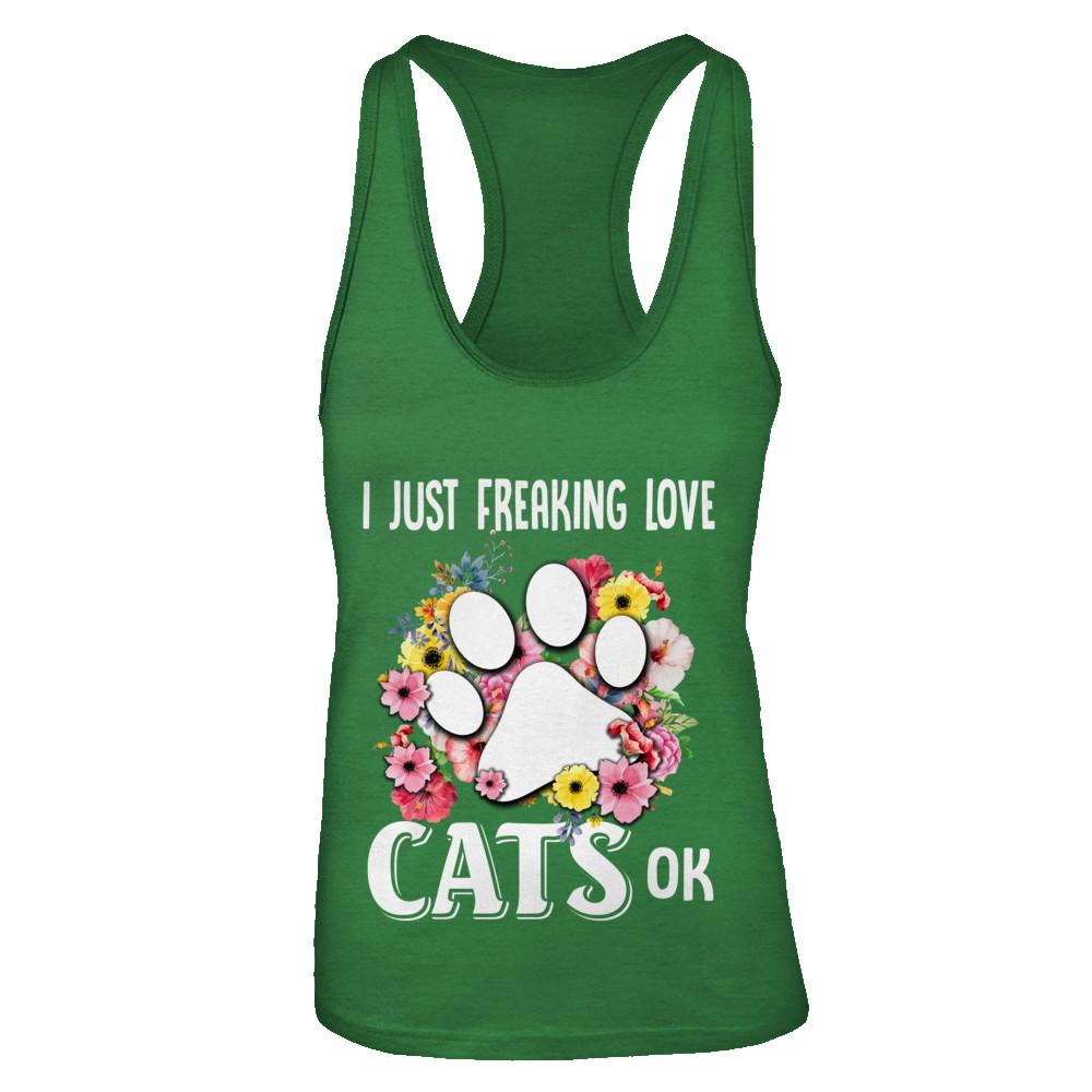 I Just Freaking Love Cats-T-Shirt & Tank Top-Women's Ideal Racerback Tank-Kelly Green