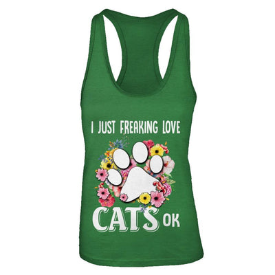 I Just Freaking Love Cats-T-Shirt & Tank Top-Women's Ideal Racerback Tank-Kelly Green