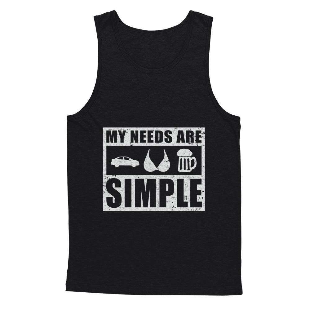 My Needs Are Simple Car Boobs Beer-T-Shirt & Hoodie-Unisex Tank-Black