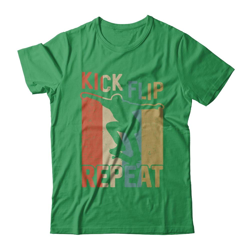 Kick Flip Skateboarding Repeat Vintage Skate-T-Shirt & Hoodie-Premium T-Shirt-Kelly Green