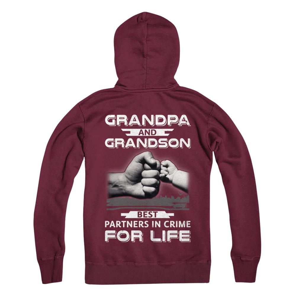Grandpa And Grandson Best Partners In Crime For Life-T-Shirt & Hoodie-Pullover Hoodie-Maroon